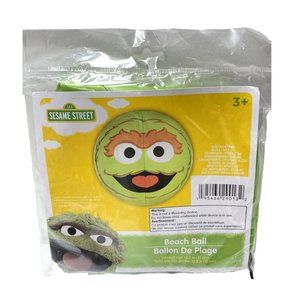 New Sesame Street Oscar The Grouch Beach Ball 12" Inflatable Green Beach Toy